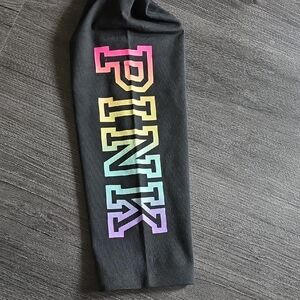 Victoria's Secret PINK Black Leggings with Rainbow Ombre Logo